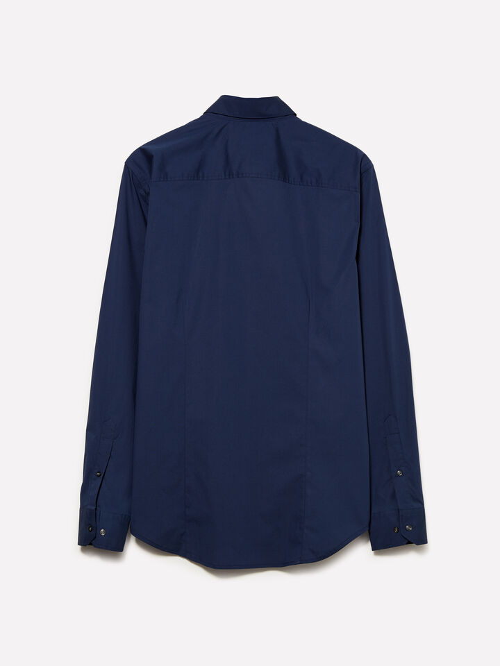 Blue slim fit shirt  - men's slim fit shirts - Dark Blue | Sisley image number 6